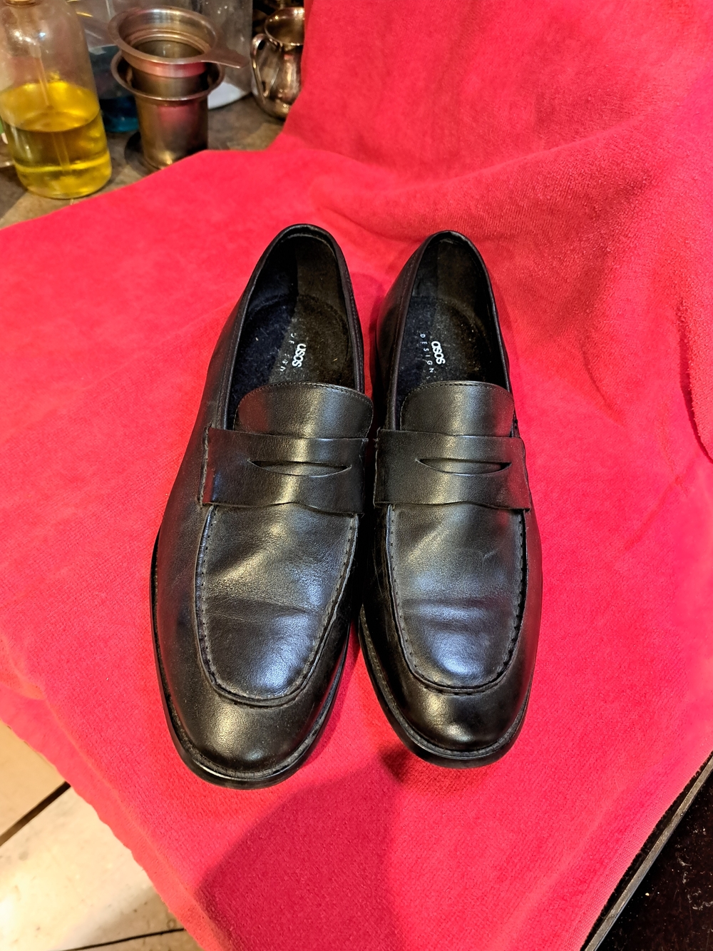ASOS Black Leather Penny Loafers